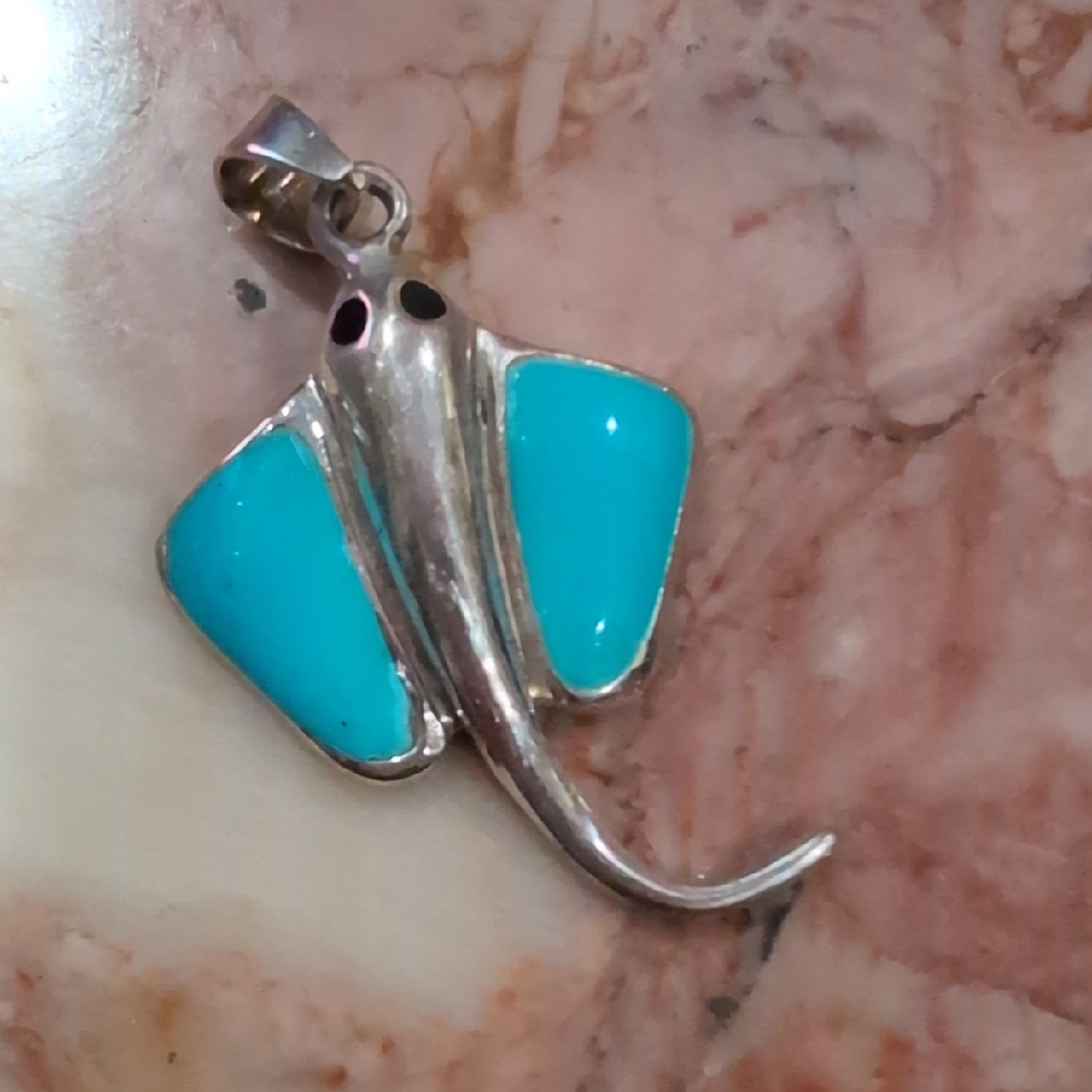 Sterling Silver and Turquoise Stingray Pendant